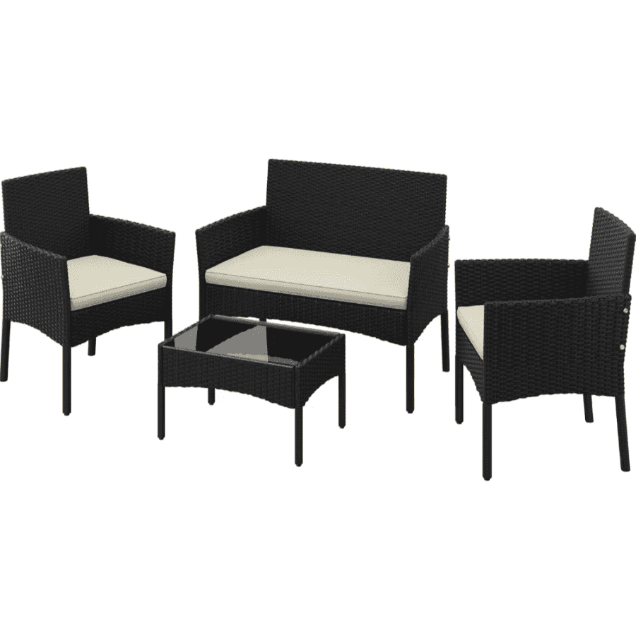 4-Piece Patio Furniture Set w/ Glass Table: $82 4-Piece Patio Furniture Set w/ Glass Table: $82