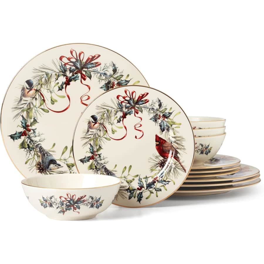 Lenox Winter Greetings 12-Piece Dinnerware Set: $96.03