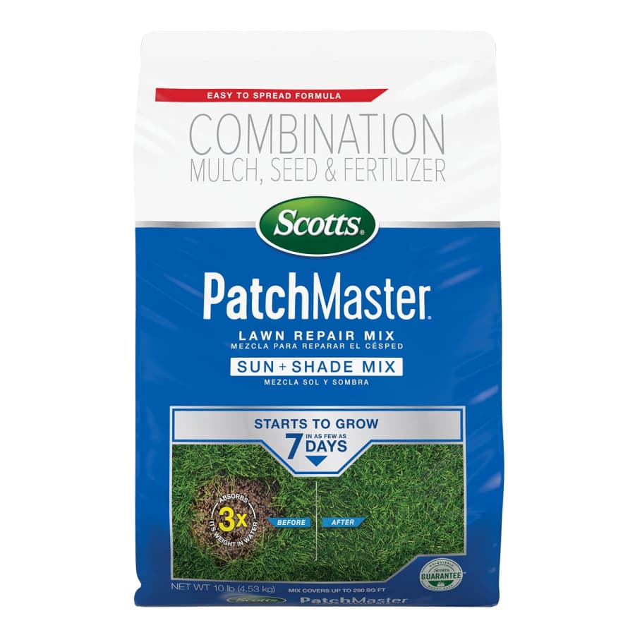 Scotts PatchMaster Lawn Repair Mix Sun + Shade Mix 10-lb. Bag: $24 Scotts PatchMaster Lawn Repair Mix Sun + Shade Mix 10-lb. Bag: $24