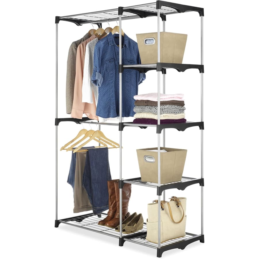 Whitmor Double Rod Freestanding Closet Organizer: $26 Whitmor Double Rod Freestanding Closet Organizer: $26