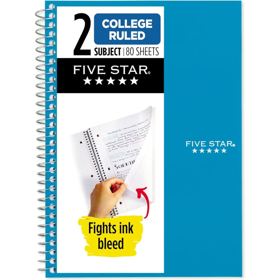 Five Star 2-Subject Spiral Notebook: $2