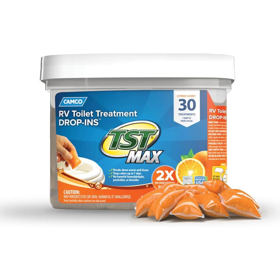 Camco TST MAX Camper/RV Toilet Treatment Drop-INs 30-Pack: $17 via Subscribe & Save Camco TST MAX Camper/RV Toilet Treatment Drop-INs 30-Pack: $17 via Subscribe & Save