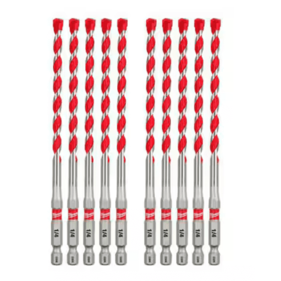 Milwaukee 1/4" Carbide Hammer Drill Bits 10-Pack: $21