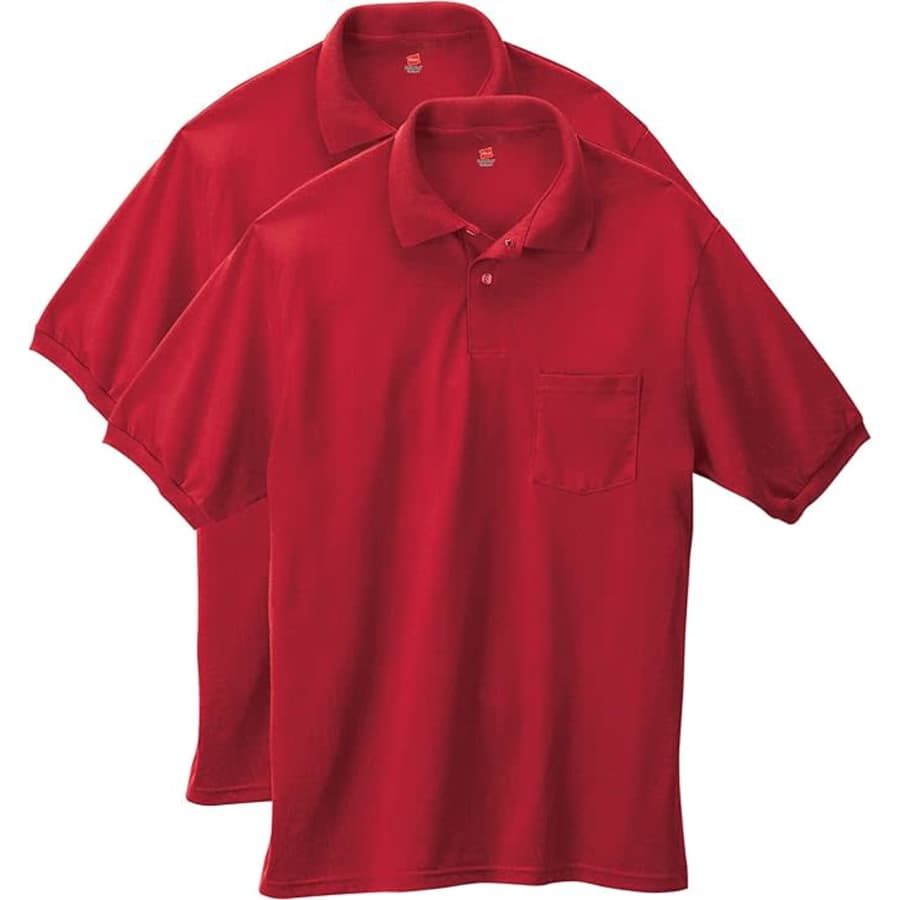 Hanes Men's Jersey Pocket Polo Shirt 2-Pack: $7