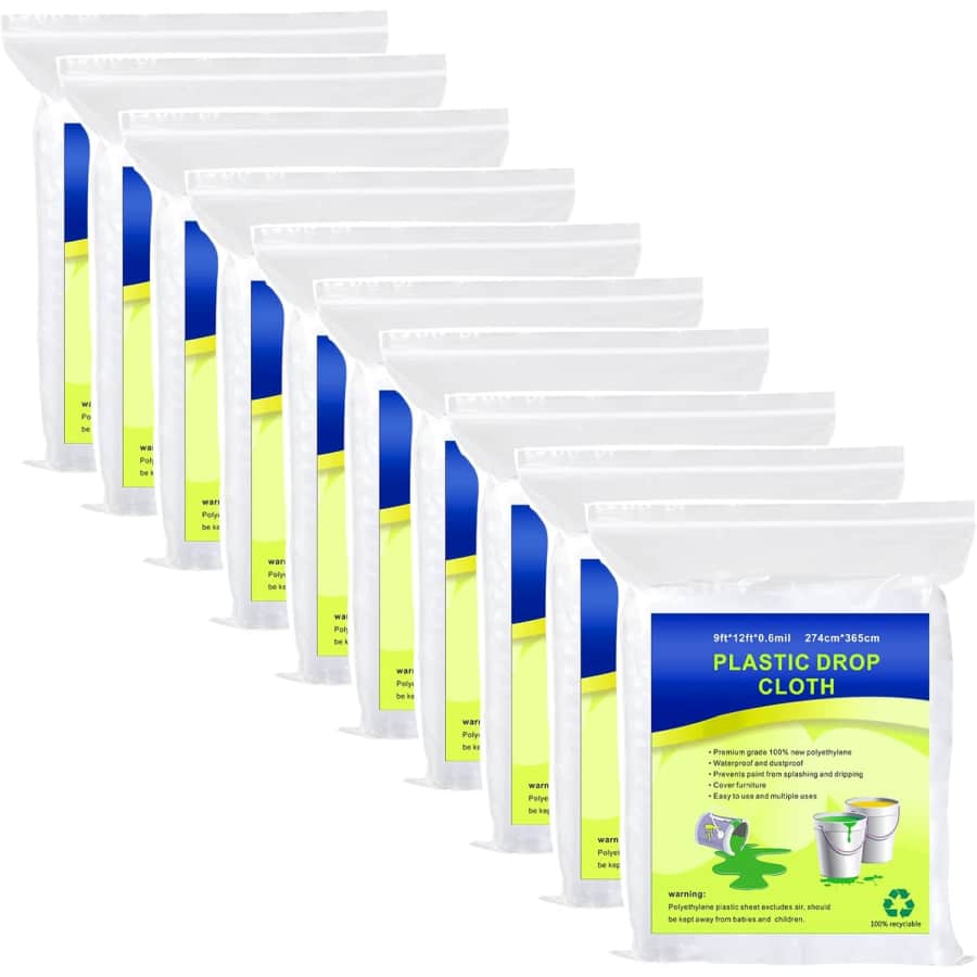 9x12ft Plastic Drop Sheet 10-Pack: $16