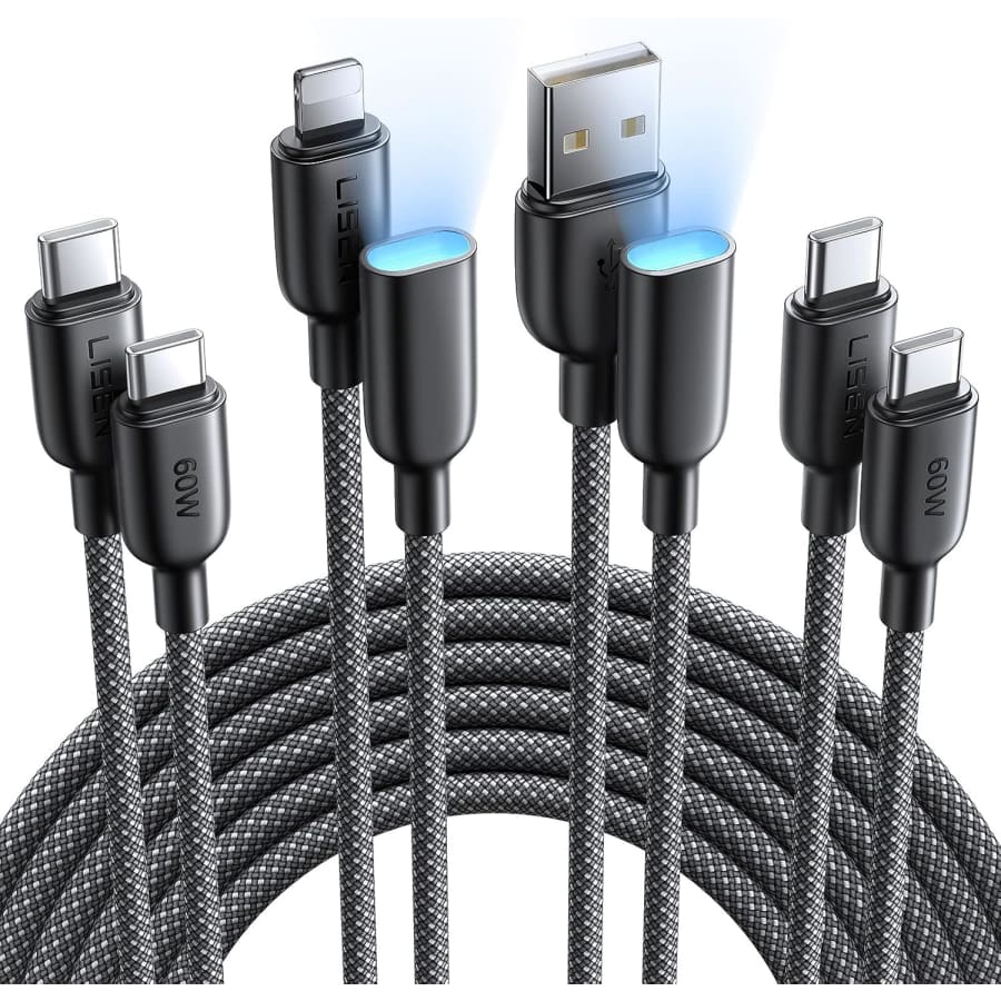 Lisen 6.6-Foot USB-C to USB-C Cable 2-Pack w/ USB-A & Lightning Adapters: $5 w/ Prime