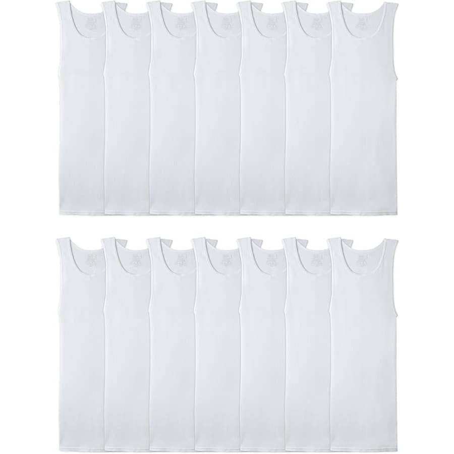 Fruit of the Loom Men's Tank A-Shirt 14-Pack (XL only): $19