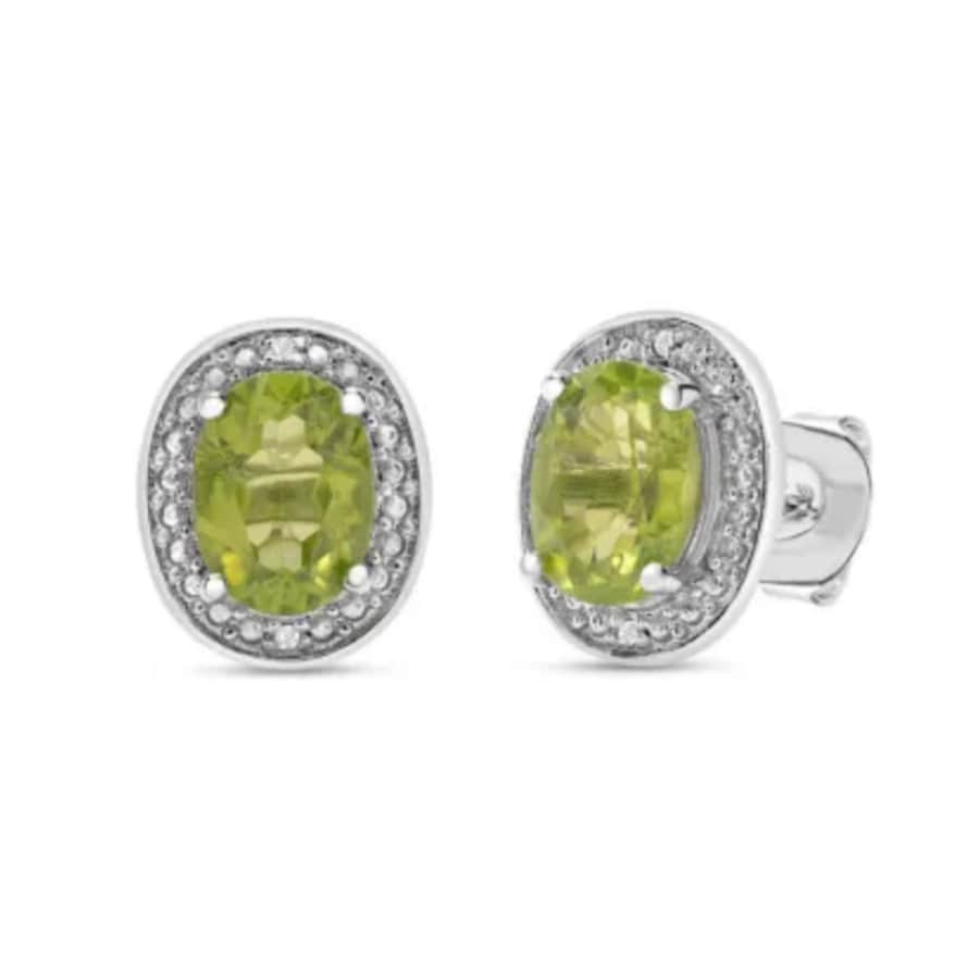 3-TCW Peridot and Halo Diamond Stud Earrings: $38 3-TCW Peridot and Halo Diamond Stud Earrings: $38