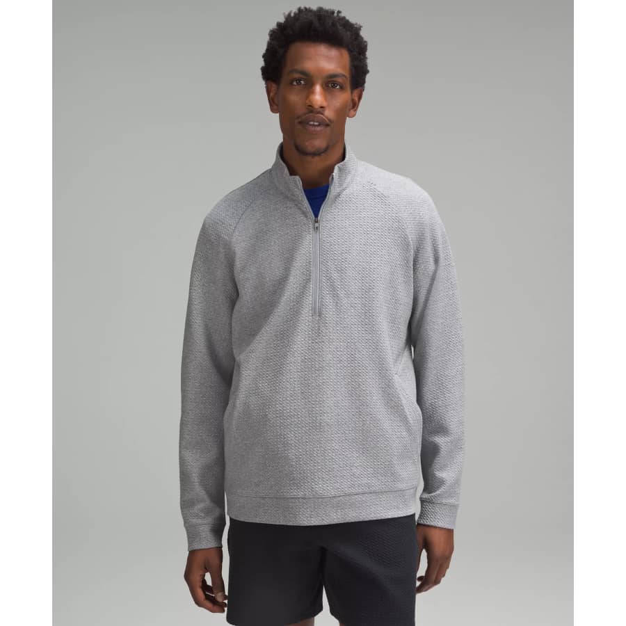 lululemon Men's Textured Double-Knit Cotton Half Zip: $99