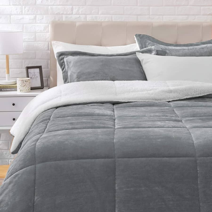 Amazon Basics Ultra-Soft King Size Micromink Sherpa Comforter 3-Piece Bed Set: $26 w/ Prime