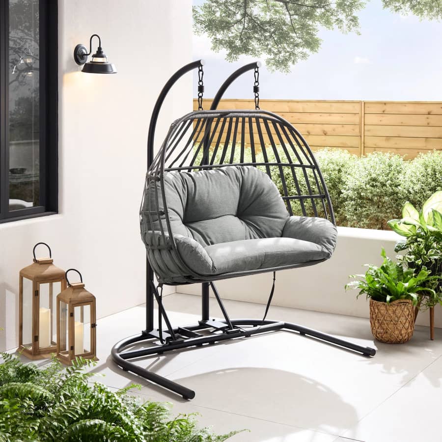 Mainstays Wicker Double Hanging Egg Chair w/ Stand: $178