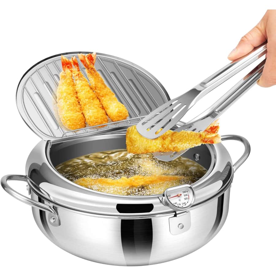 Vivohome 2-Liter Stainless Steel Deep Fryer Pot w/ Thermometer: $20