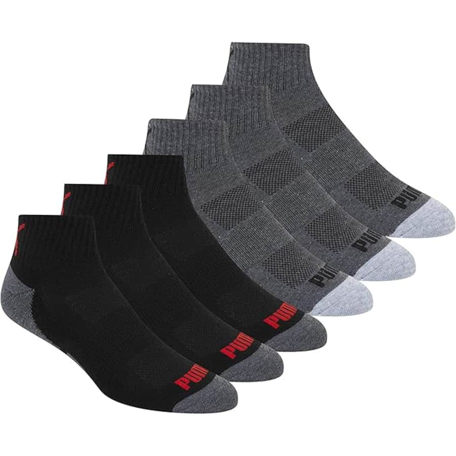 PUMA Men's Quarter Crew Socks 6-Pack: $7.60