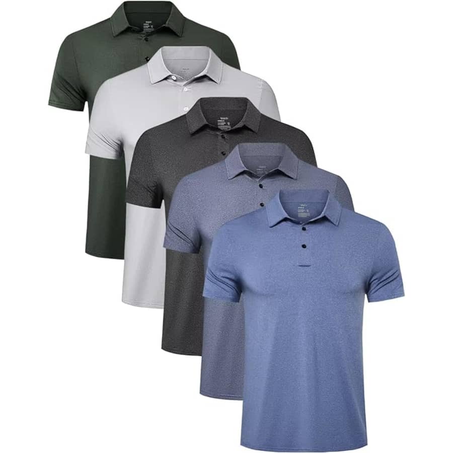 Telaleo Men's Quick Dry Polo Shirt 5-Pack: $37 Telaleo Men's Quick Dry Polo Shirt 5-Pack: $37