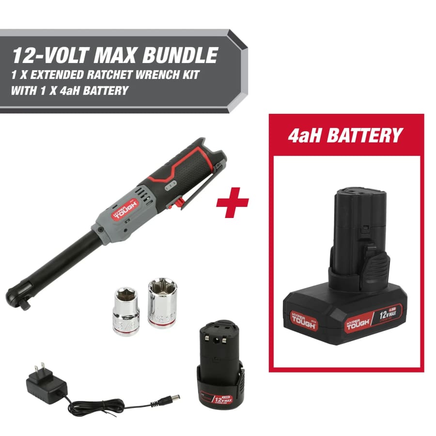 Hyper Tough 12V Cordless Extended Ratchet Wrench w/ Battery: $75 Hyper Tough 12V Cordless Extended Ratchet Wrench w/ Battery: $75