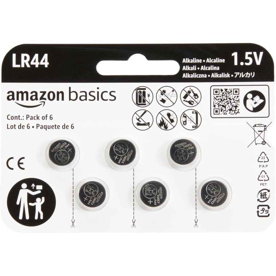 Amazon Basics LR44 Alkaline Button Coin Cell Battery 6-Pack: $4.27 via Subscribe & Save w/ Prime