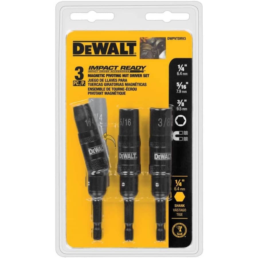 DeWalt 3-Piece Impact-Ready Magnetic Pivoting Nut Driver Set: $17