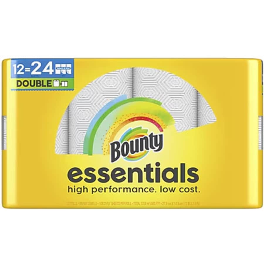 Bounty Essentials Select-A-Size 108-Sheet Paper Towels 12-Double Roll Pack: $18 Bounty Essentials Select-A-Size 108-Sheet Paper Towels 12-Double Roll Pack: $18