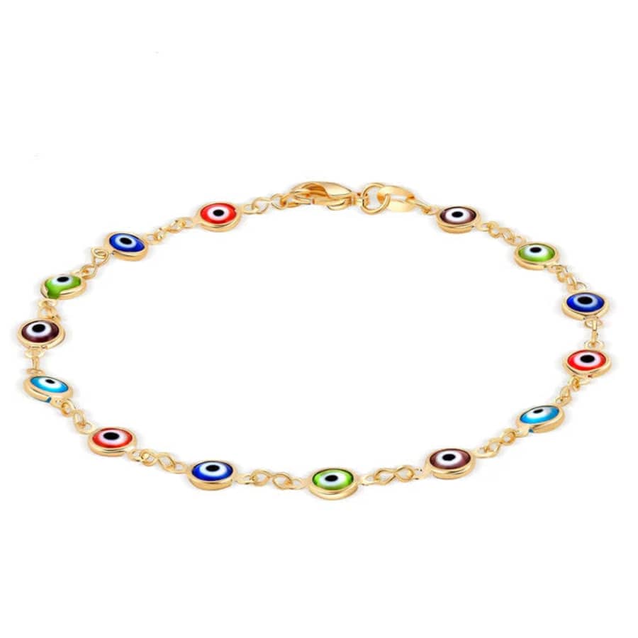 18K Gold Filled Evil Eye Bracelet / Anklet: $13