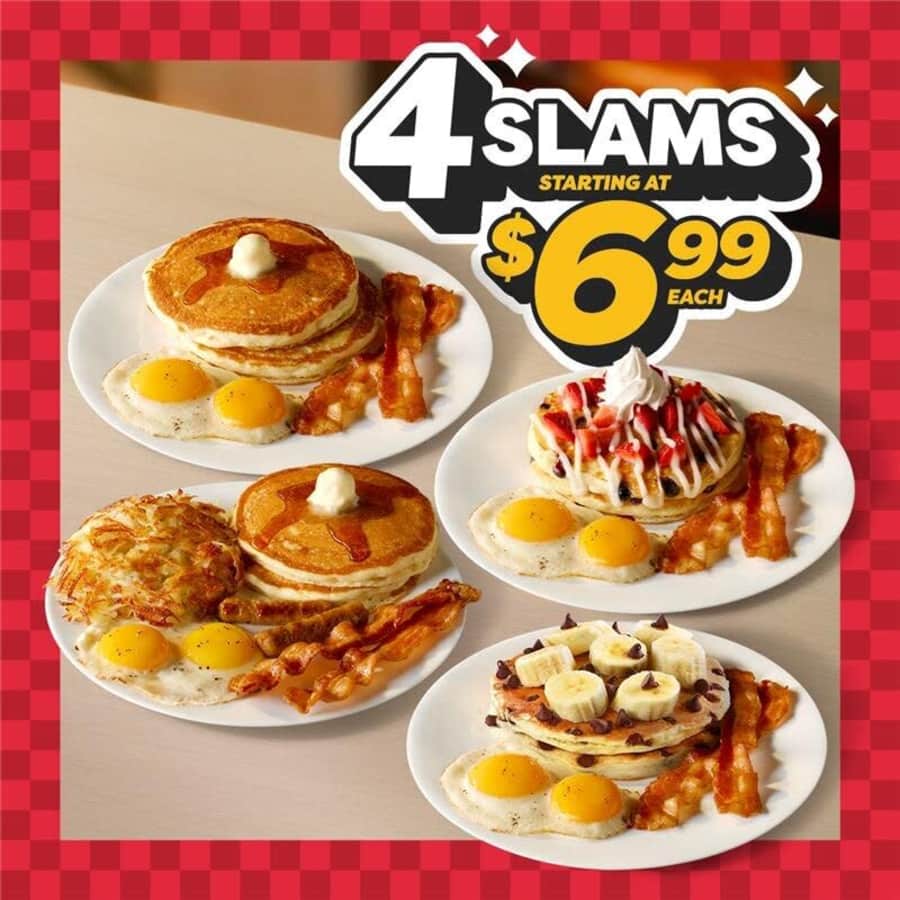 Denny's Slams: Four options from $6.99 Denny's Slams: Four options from $6.99