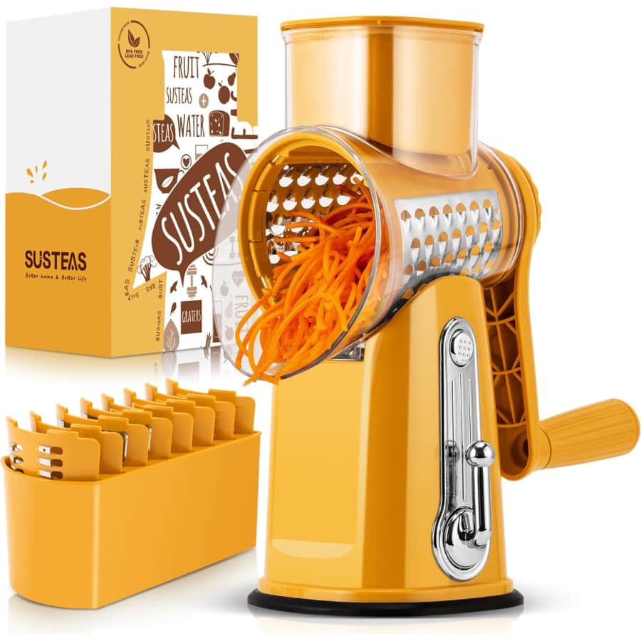 Susteas Rotary Cheese Grater with 5 Blades: $60