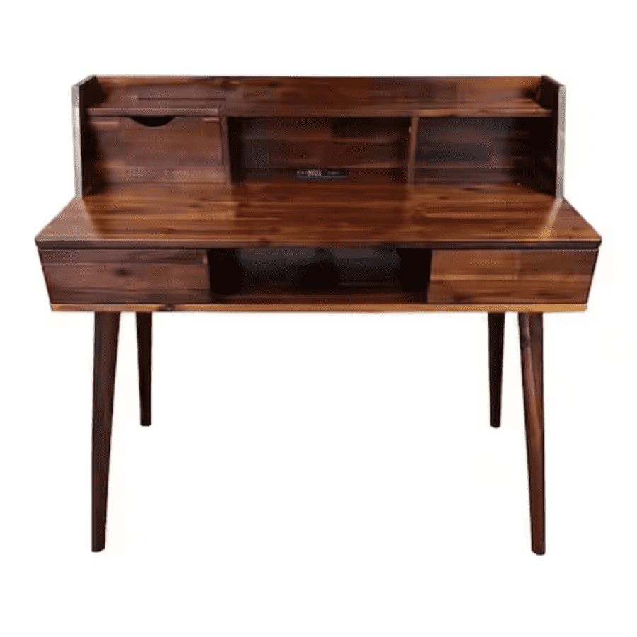 39" Mahogany Acacia Wood Laptop Desk with Charging Station: $270