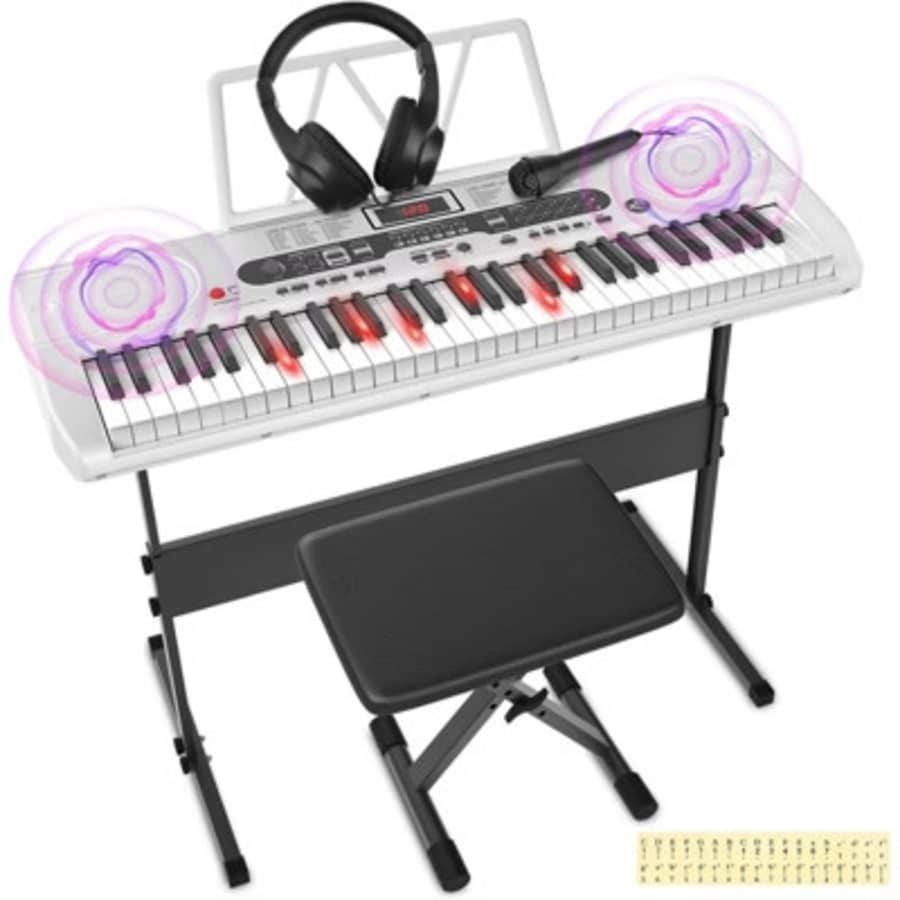 61-Key Portable Electronic Piano Bundle: $116