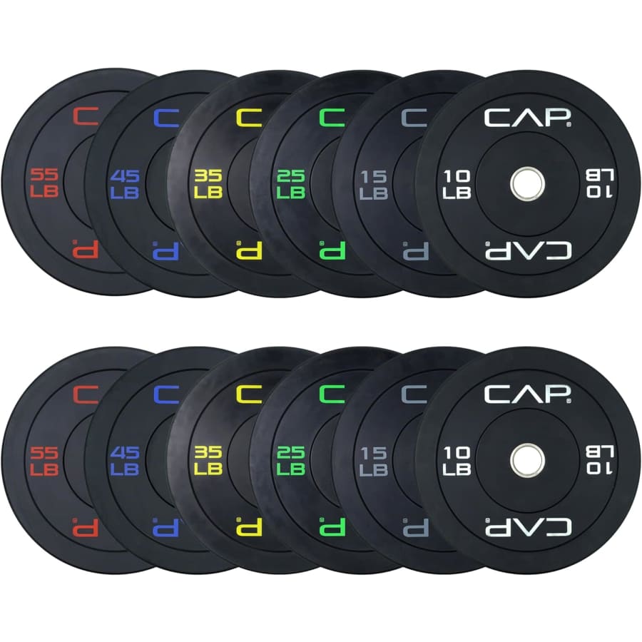 Cap Barbell 2" Olympic Bumper Plate 360-lb. Weight Set: $266 Cap Barbell 2" Olympic Bumper Plate 360-lb. Weight Set: $266