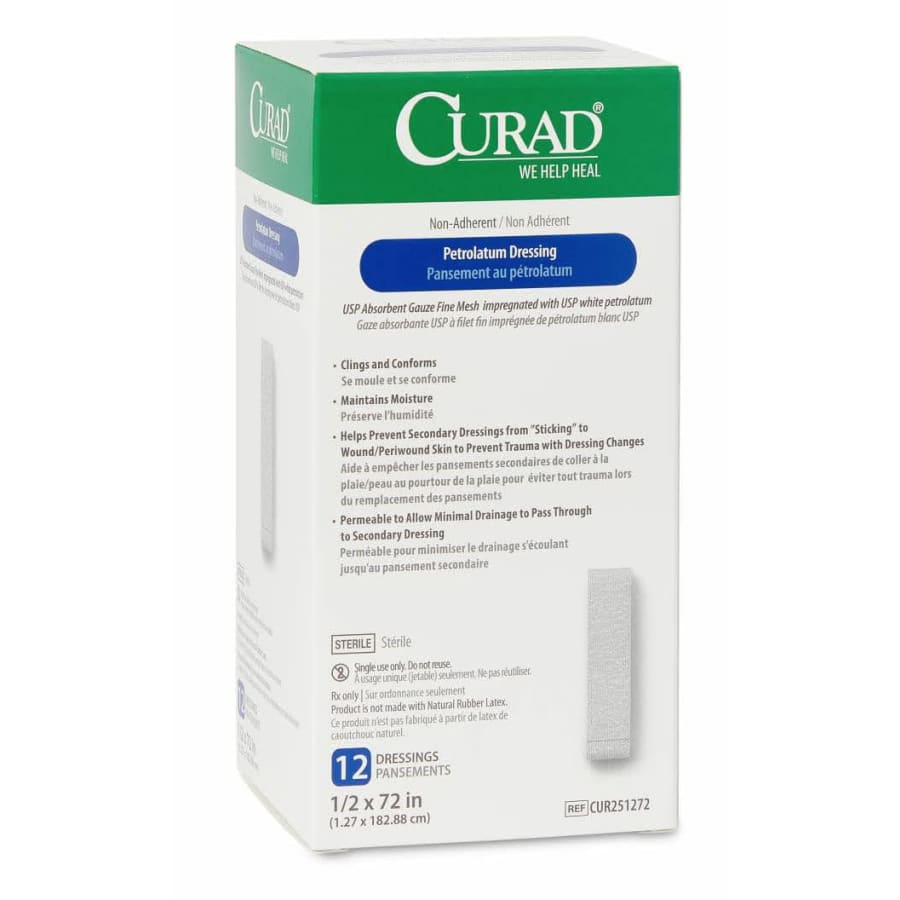 Curad Sterile Latex-Free Petrolatum 3" x 9" Gauze Dressing 72-Pack: $86
