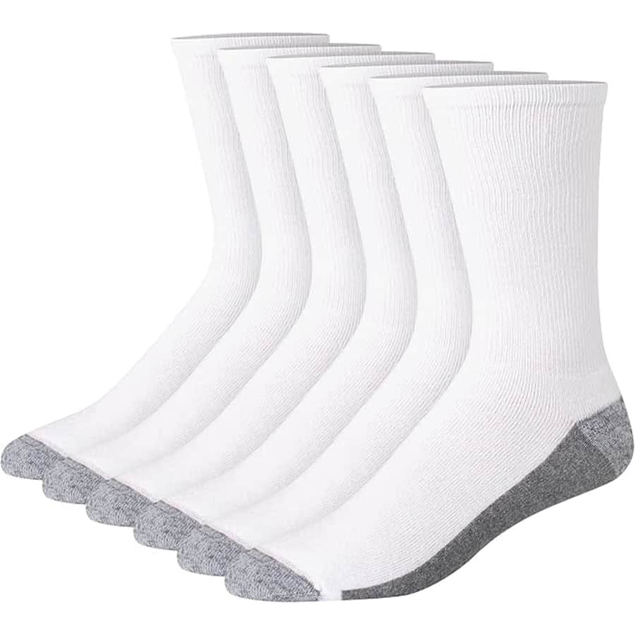 Hanes Men's Max Cushioned Crew Socks 6-Pack: $8