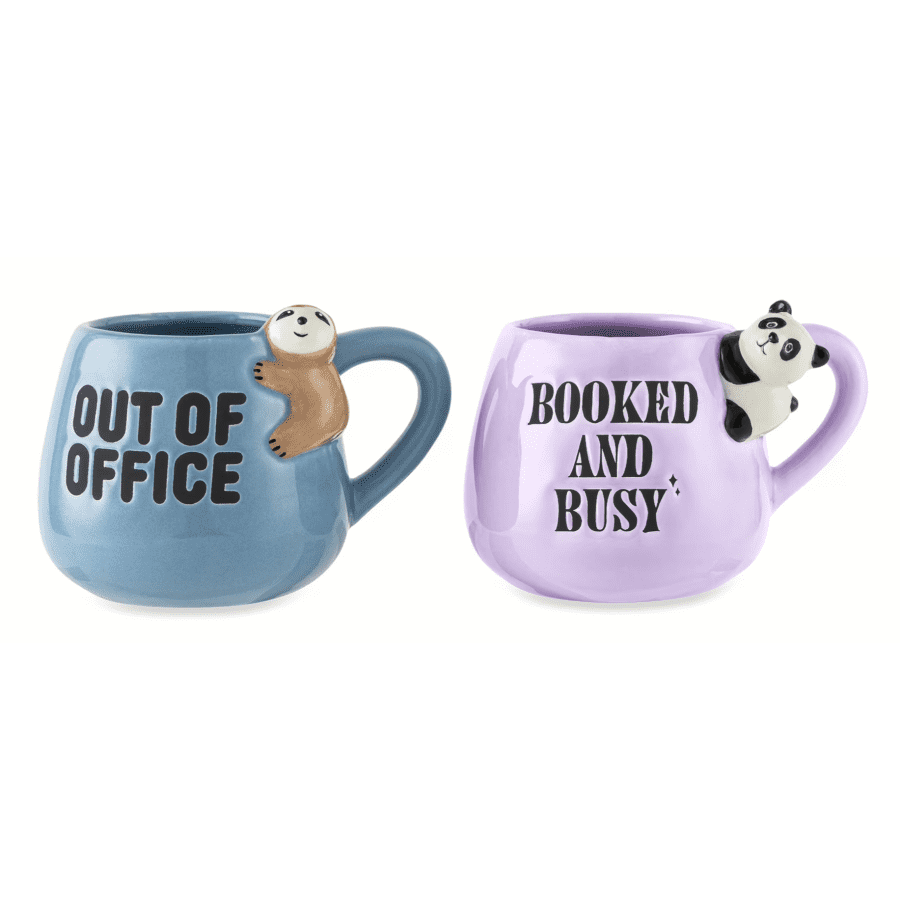 Thyme & Table Sloth Out of Office and Booked and Busy Panada Mugs: $3 Thyme & Table Sloth Out of Office and Booked and Busy Panada Mugs: $3