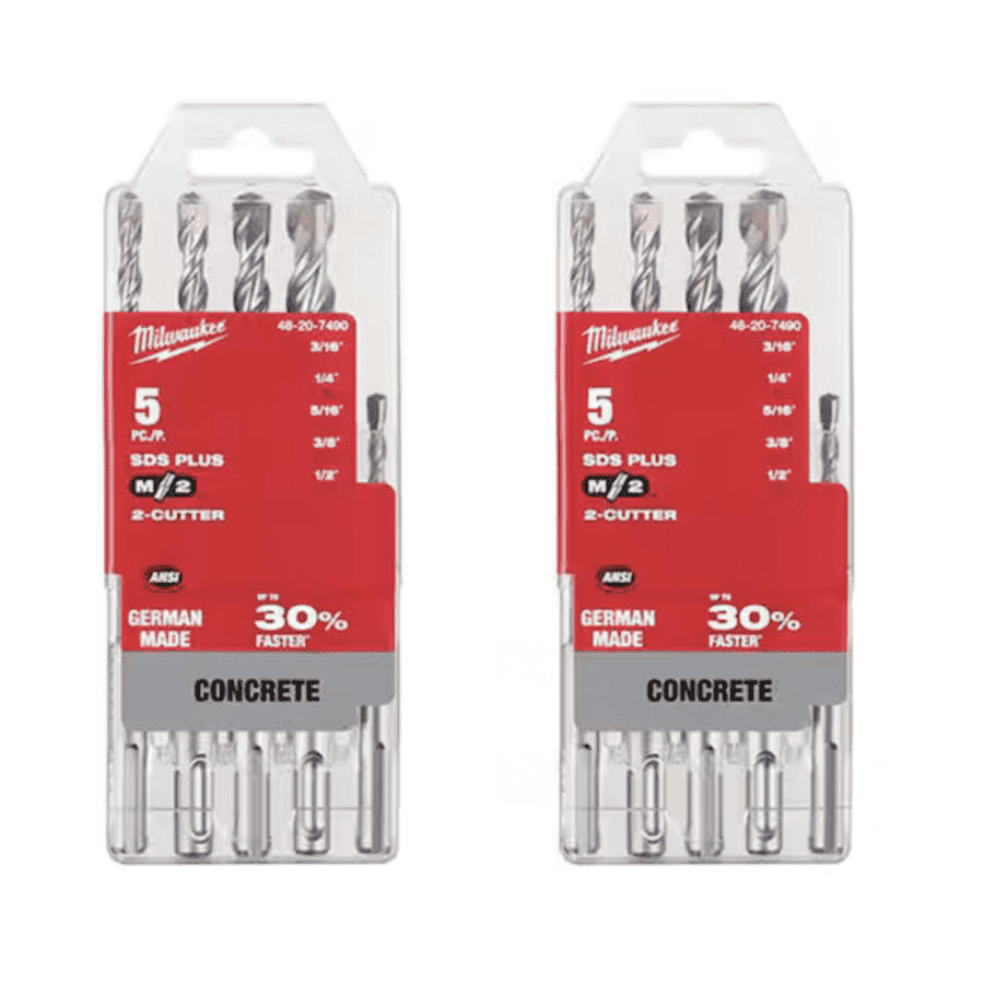 Milwaukee 2-Cutter SDS-PLUS Carbide Hammer Drill Bit Set: $29