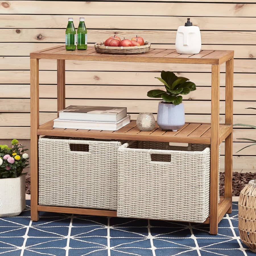 Better Homes & Gardens Davenport Outdoor Steel Console Table: $98 Better Homes & Gardens Davenport Outdoor Steel Console Table: $98