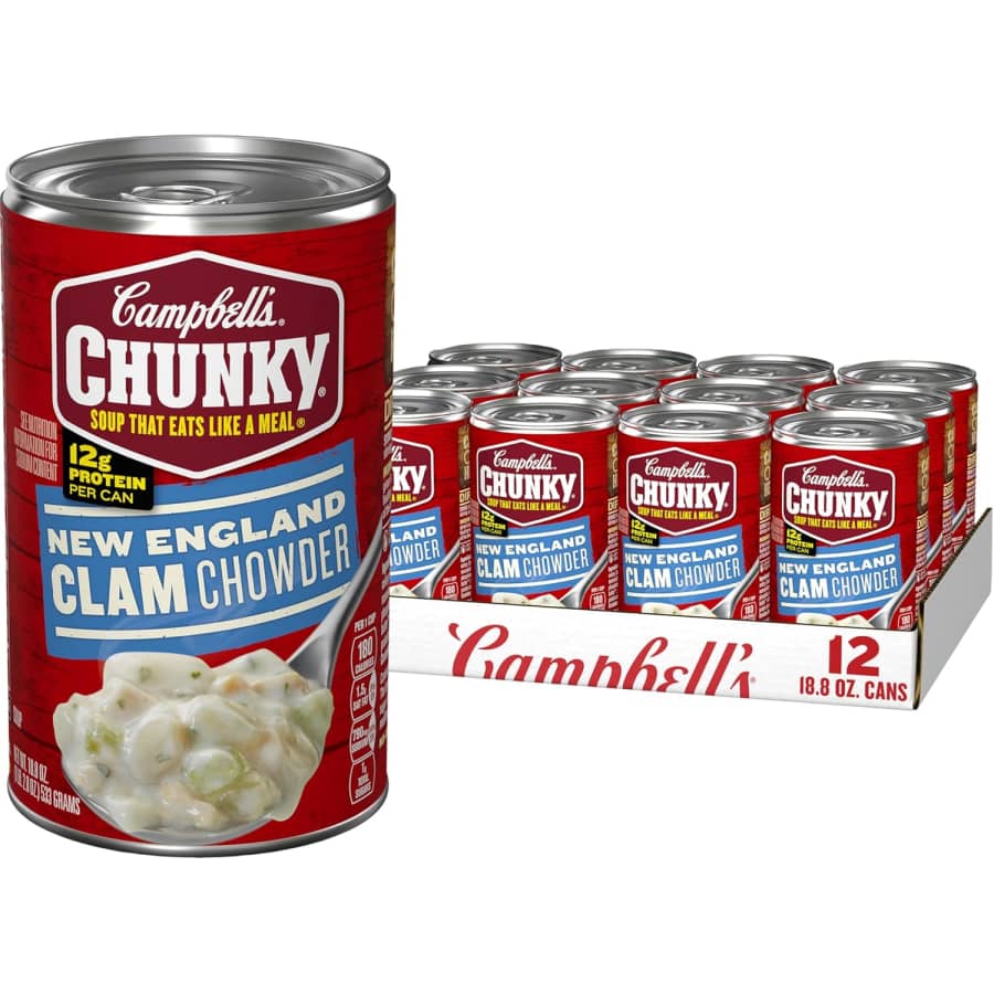 Campbell's Chunky Soup New England Clam Chowder 12-Pack: $15 via Sub & Save