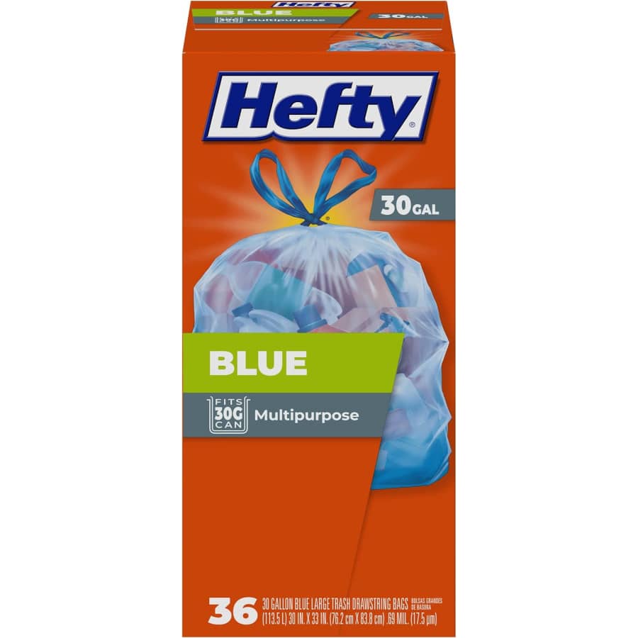 Hefty Blue 30-Gallon Multipurpose Trash Bags 36-Count Box: $3.97 via Sub & Save