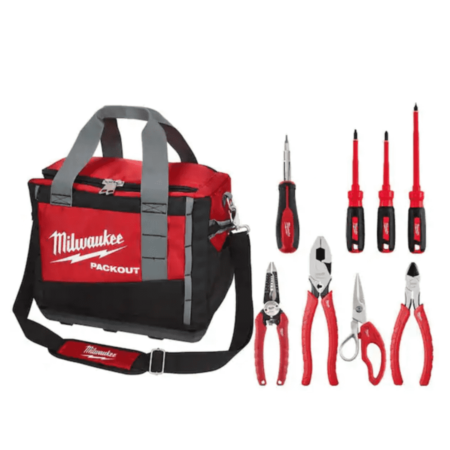 Milwaukee 15" Packout Tool Duffle Bag and 9pc Electrician Hand Tool Set: $90