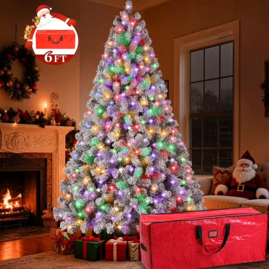 Yexmas 6-Foot Pre-Lit Snow Flocked Christmas Tree: $89.99 Yexmas 6-Foot Pre-Lit Snow Flocked Christmas Tree: $89.99