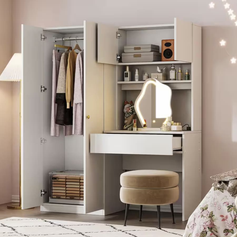 Harper & Bright Designs 59.4" 2-Door Combination Vanity Wardrobe: $214