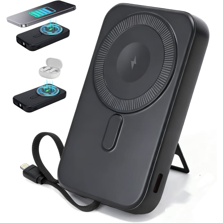 Rvelon 10000mAh Magnetic Wireless Power Bank with Stand: $19.99