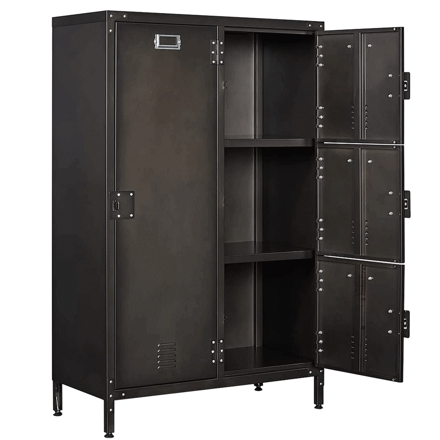Vintage Metal Storage Cabinet Locker with Four Doors: $161 Vintage Metal Storage Cabinet Locker with Four Doors: $161