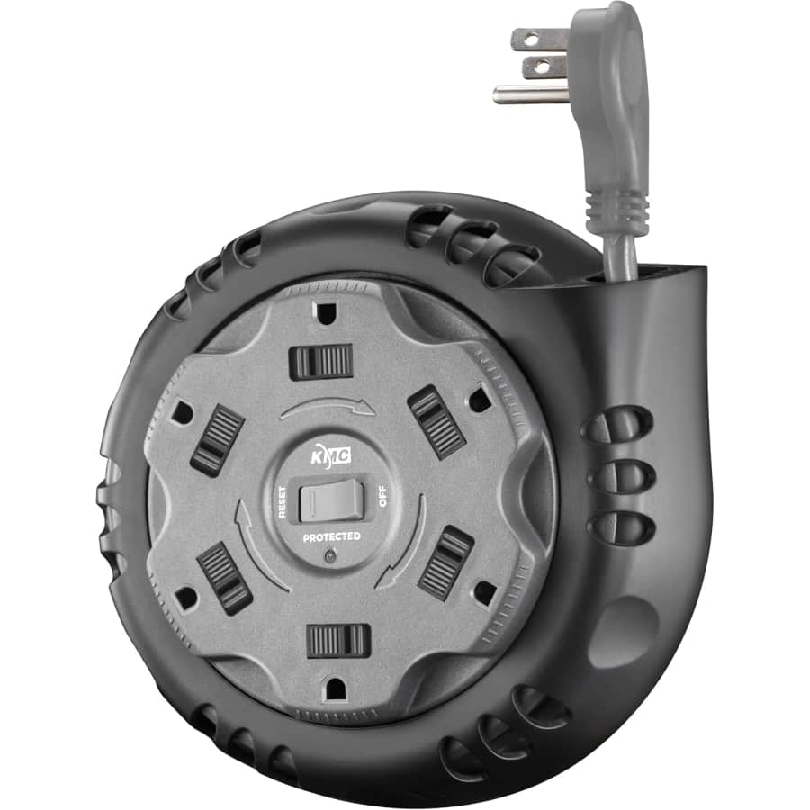 KMC 6-Outlet Cord Reel Surge Protector: $13