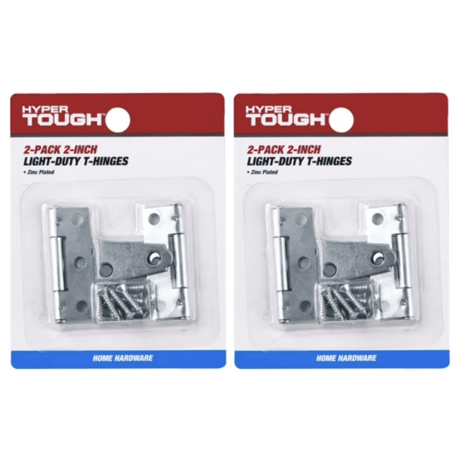 Hyper Tough Light-Duty T-Hinges 2-Pack: 2" for $6, 4" for $7, 6" for $9