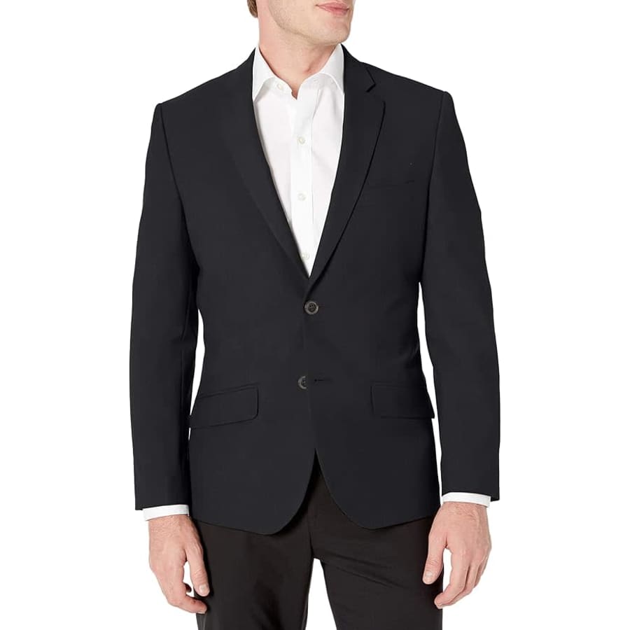 Amazon Essentials Men's Long-Sleeve Button-Front Slim-Fit Stretch Blazer (sizes 38 and 42): $35 Amazon Essentials Men's Long-Sleeve Button-Front Slim-Fit Stretch Blazer (sizes 38 and 42): $35