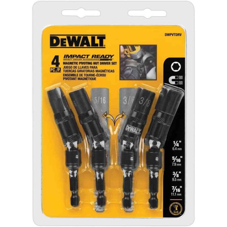 DeWalt 4-Piece Impact-Ready Magnetic Pivoting Nut Driver Set: $11