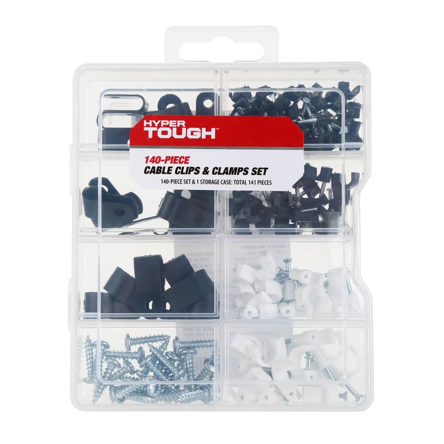 Hyper Tough 140-Piece Cable Clips and Clamp Set: $2.97