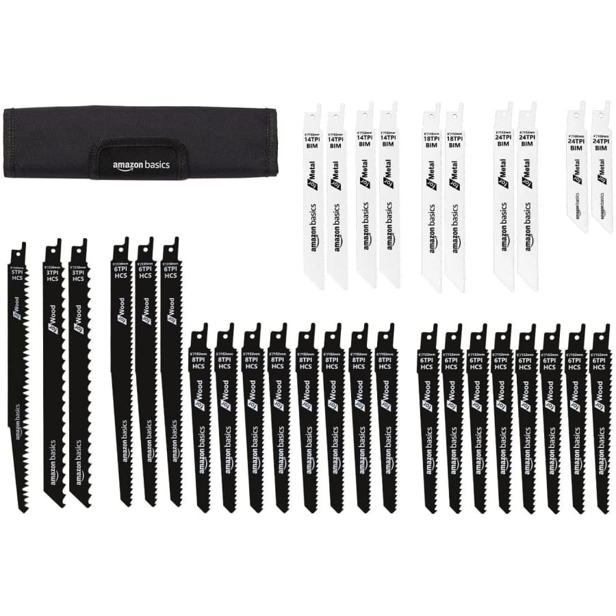 Amazon Basics 32pc Chromium Vanadium Steel Reciprocating Saw Blade Set: $14