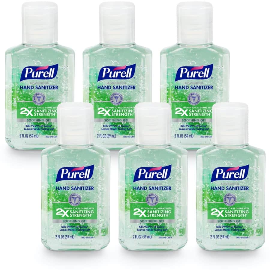 Purell 2-oz. Advanced Hand Sanitizer Soothing Gel 6-Pack: $13 via Subscribe & Save Purell 2-oz. Advanced Hand Sanitizer Soothing Gel 6-Pack: $13 via Subscribe & Save