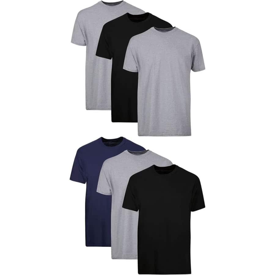 Hanes Men's Moisture-Wicking Crew Tee Undershirts 6-Pack: $15