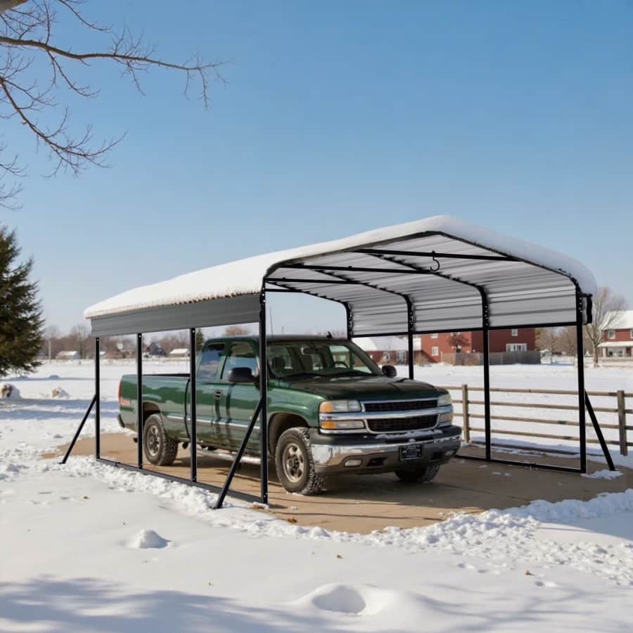 All-Weather 15-ft. Heavy-Duty Metal Carport Canopy w/ Reinforced Steel Frame: $360