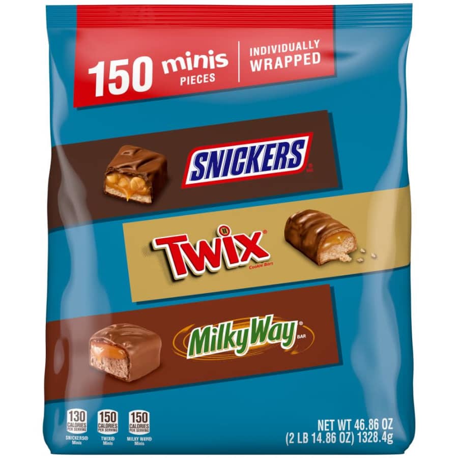Snickers, Twix, & Milky Way Minis 150-Count Bag: $13 via Sub & Save
